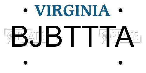 BJBTTTA Virginia License Plate