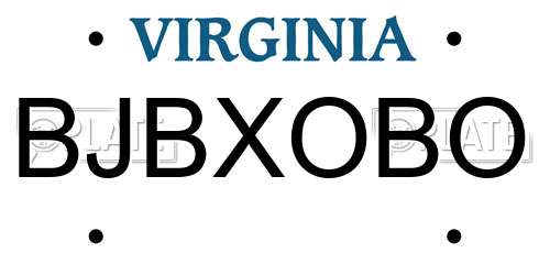 BJBXOBO Virginia License Plate
