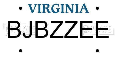 BJBZZEE Virginia License Plate