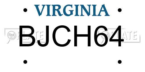 BJCH64 Virginia License Plate