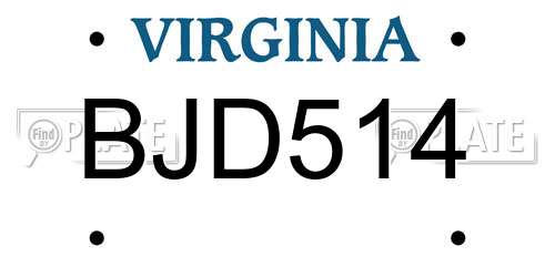 BJD514 Virginia License Plate
