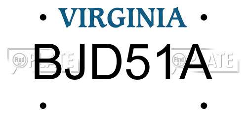 BJD51A Virginia License Plate