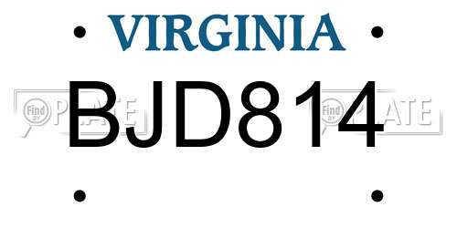 BJD814 Virginia License Plate