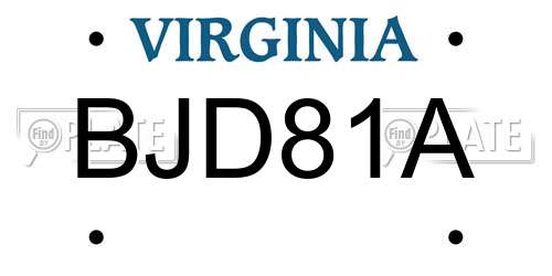 BJD81A Virginia License Plate