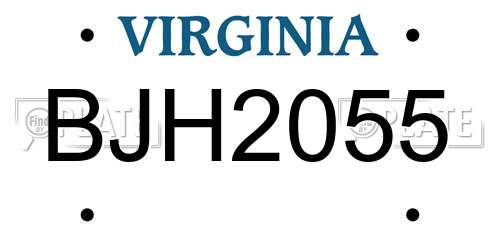BJH2055 Virginia License Plate