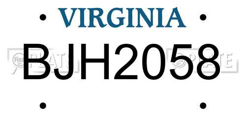 BJH2058 Virginia License Plate