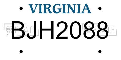 BJH2088 Virginia License Plate