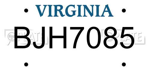 BJH7085 Virginia License Plate