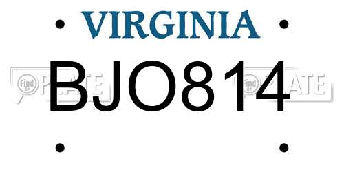 BJO814 Virginia License Plate