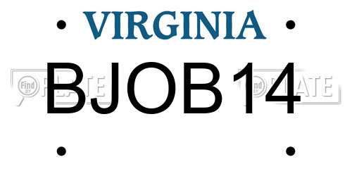 BJOB14 Virginia License Plate