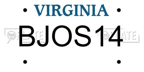BJOS14 Virginia License Plate