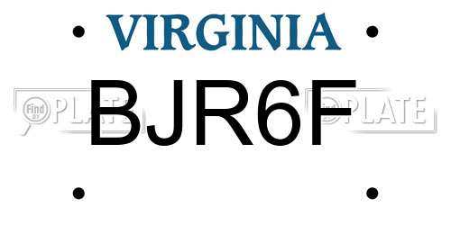 BJR6F Virginia License Plate