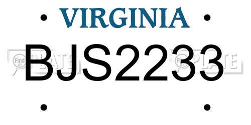BJS2233 Virginia License Plate
