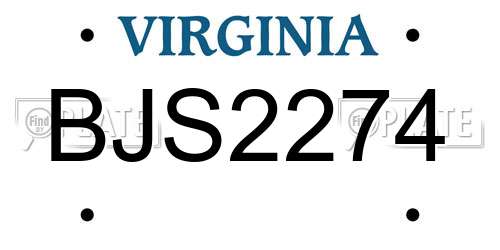 BJS2274 Virginia License Plate