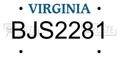 BJS2281 Virginia License Plate