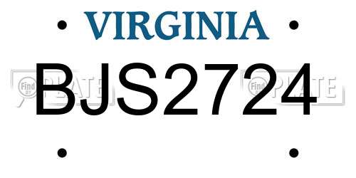 BJS2724 Virginia License Plate