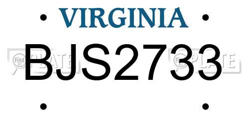 BJS2733 Virginia License Plate