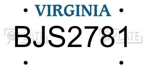 BJS2781 Virginia License Plate