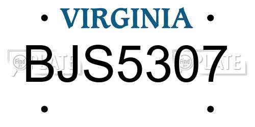 BJS5307 Virginia License Plate