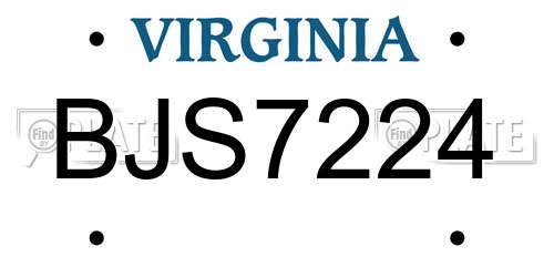 BJS7224 Virginia License Plate