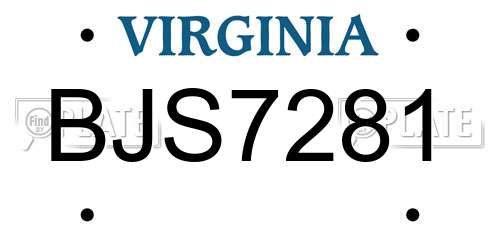 BJS7281 Virginia License Plate