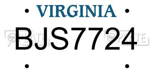BJS7724 Virginia License Plate