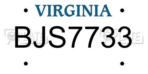 BJS7733 Virginia License Plate