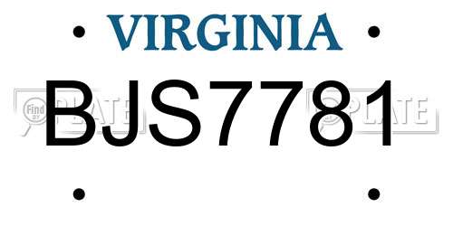 BJS7781 Virginia License Plate