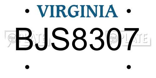 BJS8307 Virginia License Plate