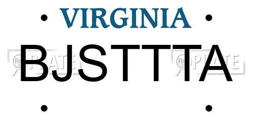 BJSTTTA Virginia License Plate