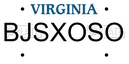 BJSXOSO Virginia License Plate