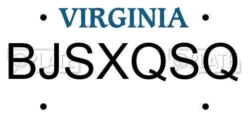 BJSXQSQ Virginia License Plate