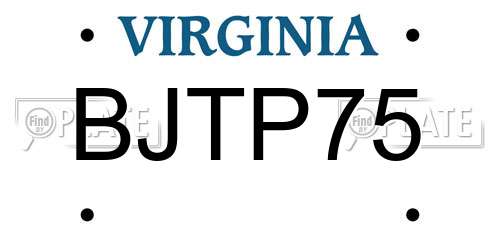 BJTP75 Virginia License Plate