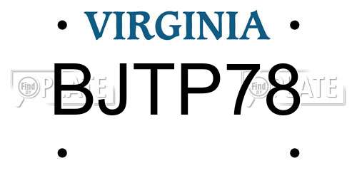 BJTP78 Virginia License Plate