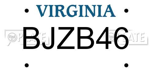 BJZB46 Virginia License Plate