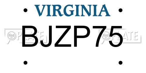 BJZP75 Virginia License Plate