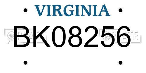 BK08256 Virginia License Plate