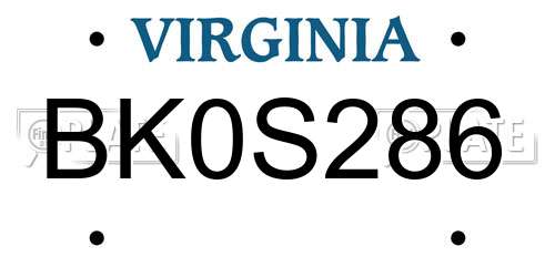 BK0S286 Virginia License Plate