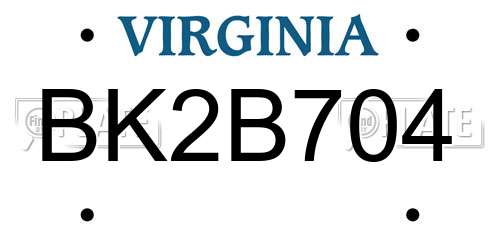BK2B704 Virginia License Plate