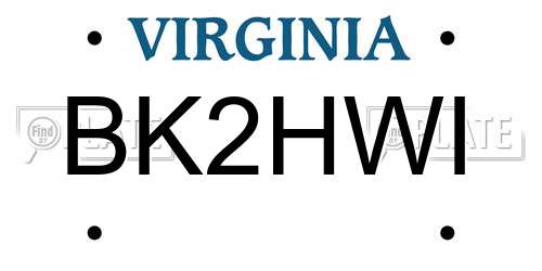 BK2HWI Virginia License Plate