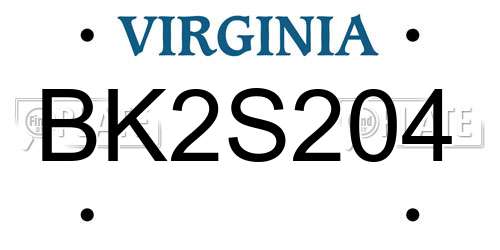 BK2S204 Virginia License Plate