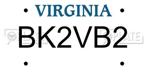 BK2VB2 Virginia License Plate
