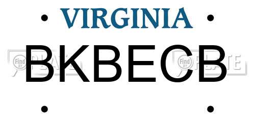 BKBECB Virginia License Plate