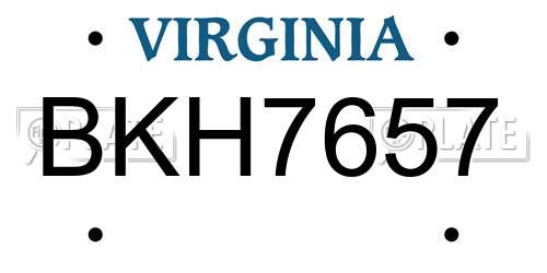 BKH7657 Virginia License Plate