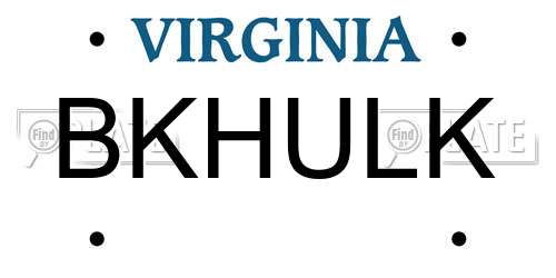 BKHULK Virginia License Plate