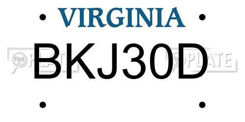 BKJ30D Virginia License Plate