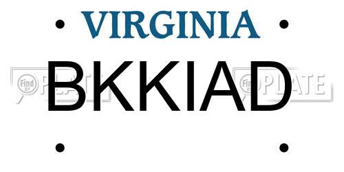 BKKIAD Virginia License Plate