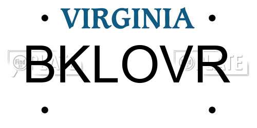 BKLOVR Virginia License Plate