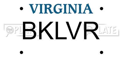 BKLVR Virginia License Plate