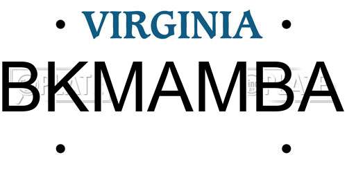 BKMAMBA Virginia License Plate